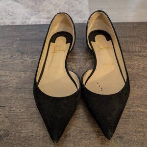 Christian Louboutin Black Suede D'orsay Flats SZ 38